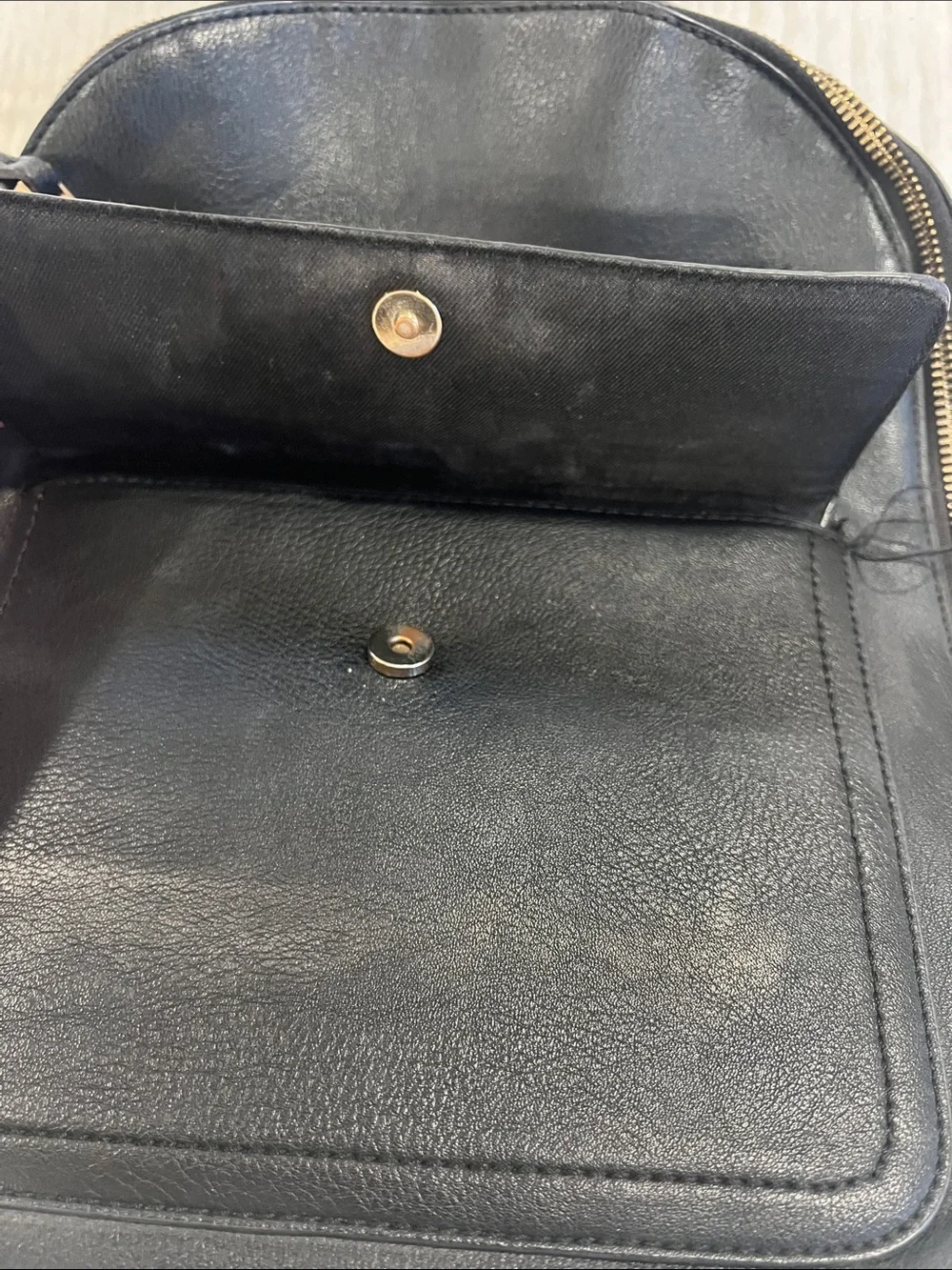 GAP Black Leather Mini Backpack - Sleek Everyday Bag